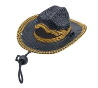 Pssopp Chapeau de Soleil pour Chien Sombrero 5,3 Pouces en Papier Respirant à Large Bord avec imprimé Texas pour Chats de Petites Races, Casquette d'extérieur Réglable pour Les Promenades d'été