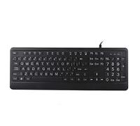 Pssopp Clavier Filaire USB pour Personnes âgées, Grandes Lettres, Design Ergonomique, 104 Touches, Commandes Multimédia, Idéal pour Les Personnes âgées et Les Utilisateurs Malvoyants