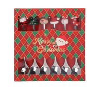 Pssopp Coffret de Cuillères à café de Noël, Cuillères à Mélanger sur le Thème des Vacances, Ustensiles 6 Pièces avec élément de Noël pour le Mélange de Boissons (SILVER)