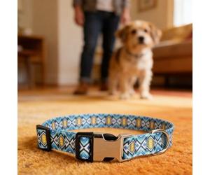 Pssopp Collier Réglable en Métal pour Chiot imprimé, en Polyester, Collier Réglable en Métal pour Chiot, Accessoires avec Boucle Souple pour Animaux de Compagnie de Petite, Moyenne et Grande Taille,