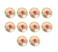 Pssopp Concho Décoratif à Vis - Bouton en Métal de 30 Mm, Motif Fleur or, Rouge et Turquoise - Avec Vis de 4,5 Mm - Pour la Décoration de Portefeuilles, Sacs à Main et Maroquinerie