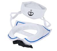 Pssopp Costume de Marin pour Animaux de Compagnie, en Coton avec Ensemble Chapeau et Cape Réglables, Design 3D, pour Les Chats et Les Chiots Qui Se Déguisent pour Les Fêtes