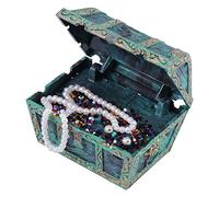 Pssopp Décoration d'Aquarium Coffre au Trésor, Ornement sous-Marin avec Pierre à Bulles d'Oxygène, Paysage Décoratif, Vert