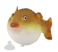 Pssopp Décoration d'Aquarium Poisson-Globe Artificiel, Ornement Fluorescent en Silice Gel, Orange, pour Aquarium