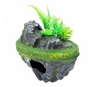 Pssopp Décorations d'aquarium et Fournitures d'aménagement Paysager PVC Artificiel Suspendu Mousse Roche Réservoir de Poissons Cachette Grotte Ornement pour Paysage 'Eau Douce 'Eau Salée (Île