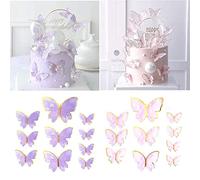 Pssopp Décorations de Gâteau Papillon 40 Pièces pour Décorations de Fête d'anniversaire, Papillons en Carton Brillant Faciles à Utiliser pour les Mariages, les Fêtes Prénatales et Plus