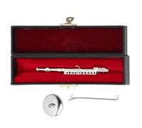 Pssopp Élégant Modèle de Flûte en Or 11cm, Instrument de Musique Artisanal Exquis avec Boîte de Rangement pour Décor de Bureau à Domicile et Amateur de Musique