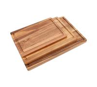 Pssopp Ensemble de 3 Planches à Découper en Bois Massif, Motif Grain avec | Surfaces naturelles uniques en leur genre, préparation adaptée aux couteaux, plateau de service de charcuterie,