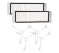 Pssopp Ensemble de Brosses Latérales pour Filtre à Vide, Pièces de Rechange en Caoutchouc ABS pour Aspirateur Robot S50 S51, Comprend 2 Brosses Latérales et 4 Filtres pour un Nettoyage Efficace