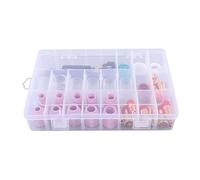 Pssopp Ensemble de Consommables de Soudage 55 Pièces, électrode de Capuchon de Pression de Tasse en Verre de Buse en Céramique, avec Couvercle Avant en PTFE O Boîte de Rangement, pour