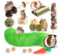 Pssopp Ensemble de Jouets pour Hamster, Enrichissement Riche, Améliore la santé des Dents, Jouet à Mâcher et Accessoires de Cage pour Petits Animaux avec Tunnel en Bois à Croquer