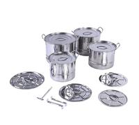 Pssopp Ensemble de Marmites 4 Pièces, Marmites de Cuisson en Acier Inoxydable, Conception Efficace pour Faire Bouillir et Cuire à la Vapeur pour un Usage Domestique et au Restaurant