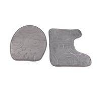 Pssopp Ensemble de Tapis de Sol de Salle de Bain, Tapis de Toilette en Fibre de Polyester, Ensemble de 3 Pièces, Support en PVC Antidérapant Absorbant l'eau avec en Forme de U et Coussin de (Grey)