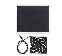 Pssopp Ensemble de Ventilateurs à Panneau Solaire 10W 12V, avec Silicium Monocristallin et Sortie USB, pour la Ventilation Extérieure des Serres des Animaux Domestiques