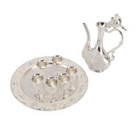 Pssopp Ensemble d'outils et d'accessoires de Tricot, 6 Tasses, Plateau, Théière en Alliage de Zinc, Service à café pour Fête de thé, Mariage, café Turc Vintage, Ensemble de Cafetière Turque