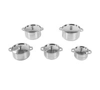 Pssopp Ensemble d'ustensiles de Cuisine en Acier Inoxydable, Casseroles Conductrices de Chaleur Durables avec 2 Poignées Auriculaires pour Cuisinière à Induction et Cuisinière à Gaz 5 Pièces