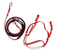 Pssopp Ensemble Licol et Rênes pour Cheval, Bride de Cheval en Nylon et Cuir PU PVC avec Rênes Réglables, Ajustement Confortable et Contrôle Facile pour Les Compétitions d'entraînement et Les Cours