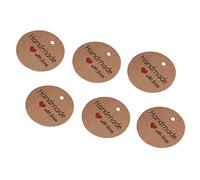 Pssopp Étiquettes en Papier Kraft Marron, Mini étiquettes Rondes Vierges avec Trou pour Ruban, Marque-pages pour Cadeaux de Mariage, Bijoux et Vêtements, DIY, 100 Pièces (fait à la main avec amour)