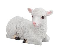 Pssopp Figurine de Mouton couché en Forme d'agneau, Sculpture de Jardin en Résine, Ornement de Mouton, Animal de Pelouse, Statue de Mouton de Jardin pour Extérieur et (24x12x15cm /