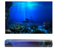 Pssopp Fond d'aquarium, Effet 3D Adhésif PVC Seaworld Affiche Fish Tank Autocollant Mural Aquatique sous-Marin Décor Mur (76 x 46cm)