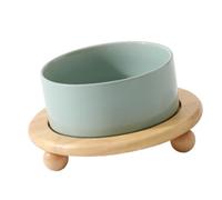 Pssopp Fournitures pour Chats Conception Ergonomique Appropriée en Hauteur Bol pour Chat surélevé Anti-vomissements avec Support en Bois pour Animaux de Compagnie Nourrissant des Plats pour Chats en