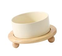 Pssopp Fournitures pour Chats Conception Ergonomique Appropriée en Hauteur Bol pour Chat surélevé Anti-vomissements avec Support en Bois pour Animaux de Compagnie Nourrissant des Plats pour Chats en