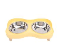 Pssopp Gamelles Surélevées pour Chat, Bol d'eau et de Nourriture surélevé, Double Bol de Nourriture et d'eau pour Chat, Bols en Acier Inoxydable Anti-éclaboussures avec Base Anti