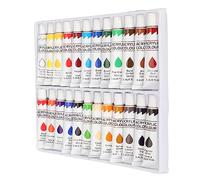 Pssopp Gouache Acrylique 24 Color Tube Set Couleur de Couleur Animée, Couverture Solide pour la Peinture en Pierre en Tissu