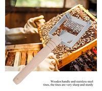 Pssopp Grattoir à Miel en Nid d'abeille en Acier Inoxydable, Fourchette à Déboucher Durable avec Manche en Bois, Outil d'apiculture Parfait pour l'inspection de la Ruche et l'extraction du Miel