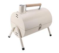 Pssopp Gril à Charbon de Bois Portable Double Face, Poêle D'extérieur Multifonction avec Cheminée, Conception sans Fumée pour Camping Pique-nique Patio (Blanc sans plaque de cuisson)