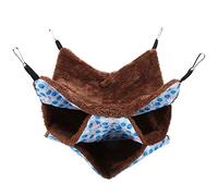 Pssopp Hamac pour Petit Animal, Sac de Couchage Suspendu à Trois Couches | Matériau en Toile Pelucheuse Douce, Facile à Nettoyer, Quatre Crochets pour Cage, Écureuils Volants, Furets