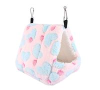Pssopp Hiver Chaud Doux Pet Maison Cage Lit Hamster Lit Tapis Animaux Hiver Chaud Nid Maison Cage pour Hamac Écureuil Lapin(22 * 21-Rose)