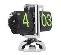 Pssopp Horloge Mécanique Rabattable, Horloge de Bureau Numérique Rétro, Horloge Facile à Lire de 12 Heures pour Salon, Chambre à Coucher, Acier Inoxydable 304, Balcon d'étude (Chiffre