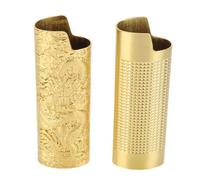 Pssopp Housse de Boîtier pour Briquet J6, Ensemble de Boîtier en Métal orné avec Grille et Design de Style Rétro Dragon pour Briquets Coupe-vent J6 (GOLD)