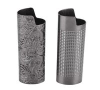 Pssopp Housse de Boîtier pour Briquet J6, Ensemble de Boîtier en Métal orné avec Grille et Design de Style Rétro Dragon pour Briquets Coupe-vent J6 (Gris Noir)