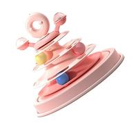 Pssopp Jouet de Balle pour Chat à 4 Couches, Jeu Interactif pour Animaux de Compagnie avec Plumes d'herbe à Chat, Encourage Le Temps de Jeu Amusant pour Les (Pink)