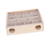 Pssopp Jouet Labyrinthe pour Hamster en Bois Naturel - Jeu D'Enrichissement Interactif pour Petits Animaux, avec 16 Entrées et 13 Compartiments - Idéal pour Souris et Gerbilles
