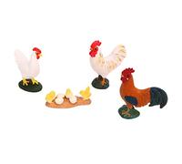 Pssopp Jouets d'animaux de Poulet de Ferme 4 Pièces, Figurines Peintes à la Main pour Enfants, avec des Caractéristiques Détaillées pour L'éducation Précoce, la Décoration de la