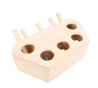 Pssopp Jouets de Puzzle pour Chats Boîte de Puzzle pour Chat, Jouet de sécurité en Bois Résistant aux Morsures et aux Rayures, Poupée Mignonne Réduisant l'ennui, Conception à 5 Trous,