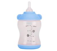 Pssopp Kit de Biberon d'allaitement pour Animaux de Compagnie, Petit Biberon pour Animaux de Compagnie avec Brosse de Nettoyage de Tétine en Silicone pour Nouveau-né, Chiot, Chaton, (Blue)