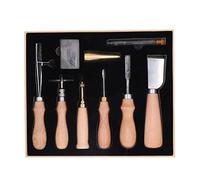 Pssopp Kit D'outils D'artisanat pour le Travail du Cuir, 8 Pièces, Outil biseauté à Tête Incurvée pour L'artisanat du Cuir Cousu à la Main, Sacs à Main, Portefeuilles, Ceintures
