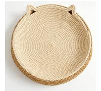 Pssopp Lit de Jouets pour Chat, Tapis à Gratter Respirant tissé en Corde de Coton avec Conception d'oreille de Chat pour Protéger Les Meubles, Chaise Longue Confortable Lit pour tissé Rond (L)