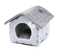 Pssopp Lit Grotte pour Chat, Peluche Fermée Lavable | Coussin Amovible, Réchauffe L'hiver et Rafraîchit l'été, Doublure Imperméable Qui Empêche les Infiltrations, pour Chats
