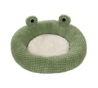 Pssopp Lit pour Chat Animal, Adorable Forme de Grenouille Verte, Couche Extérieure en Tricot texturé Confortable, Antidérapant et Fond Imperméable, Lavable pour Chien de Compagnie (M)