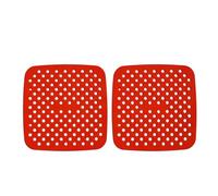 Pssopp Lot de 2 Tapis Réutilisables pour Friteuse à Air, Inserts Carrés 22 Cm, Résistants à la Chaleur jusqu’à 230°C, for Cuisson au Four et à la Friteuse sans Huile (rouge)