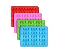 Pssopp Lot de 4 Moules à Ours Gommeux en Silicone à 200 Cavités avec Compte-gouttes pour Bricolage, Bonbons, Chocolat, Gâteau, Fondant, Gelée, Antiadhésif, sans BPA, Passe au Four