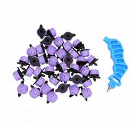 Pssopp Lot de 50 émetteurs D'irrigation Goutte à Goutte à Compensation de Pression, émetteurs D'arrosage par Points D'irrigation avec Outil de Perforation de 4 Mm pour Tube de 4/7 Mm, (Purple)