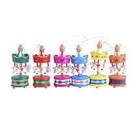 Pssopp Lot de 6 Décorations de Carrousel en Bois, Mini Manè à Suspendre, Couleurs Assorties, pour Sapin de Noël, Maison de Poupée ou Jardin féerique.