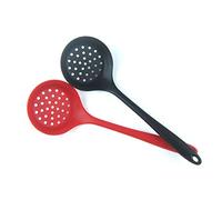 Pssopp Louche d'écumoire en Silicone, Cuillère Souple Légère avec Long Manche pour égoutter les Légumes et l'huile, Ustensile de Cuisine en Nylon Enduit de Silicone de qualité Supérieure (rouge)
