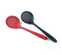 Pssopp Louche d'écumoire en Silicone, Cuillère Souple Légère avec Long Manche pour égoutter les Légumes et l'huile, Ustensile de Cuisine en Nylon Enduit de Silicone de qualité Supérieure (BLACK)